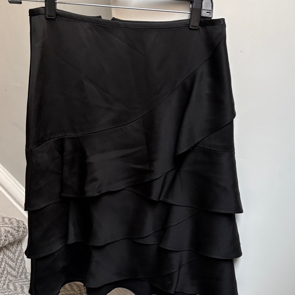 DKNY Black Asymmetrical Ruffle Skirt